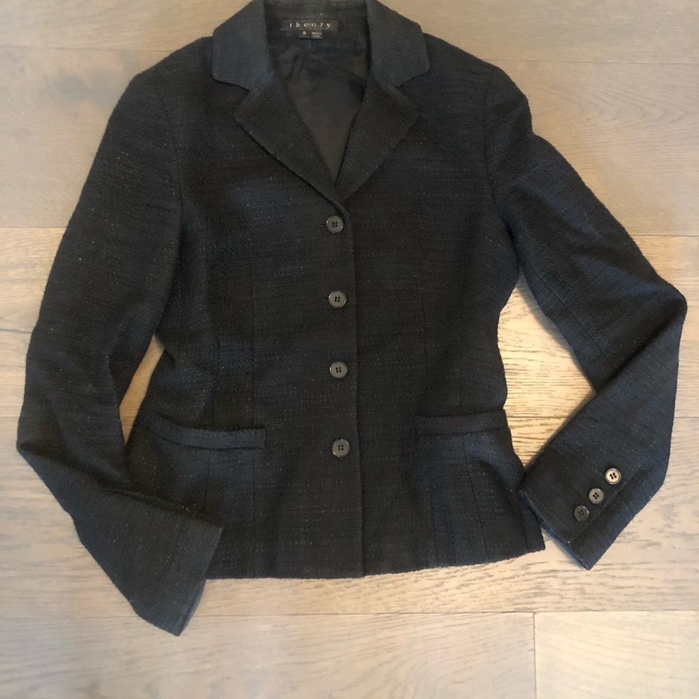 Theory black tweed jacket sz 0 EUC
